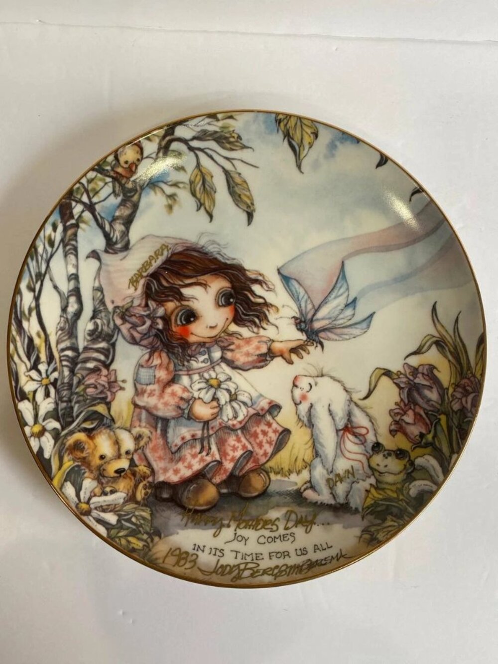 Jody Bergsma "Spring Joy" Gold Ink Signed Plate 24 karat gold 1982 Mother's Day